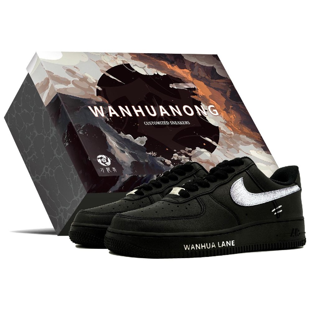 Nike Air Force 1 Floral Chaos Air Force 1 Silver Wing Assassin Shopping Bag Low-Top Skateboard Shoes Unisex Black White