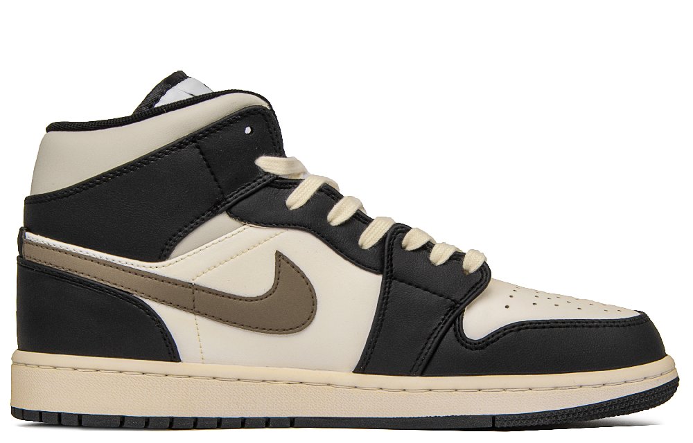Jordan Air Jordan 1 Anti-Slip Wear-Resistant Mid-Top Vintage Basketball Shoes Men's Black Brown