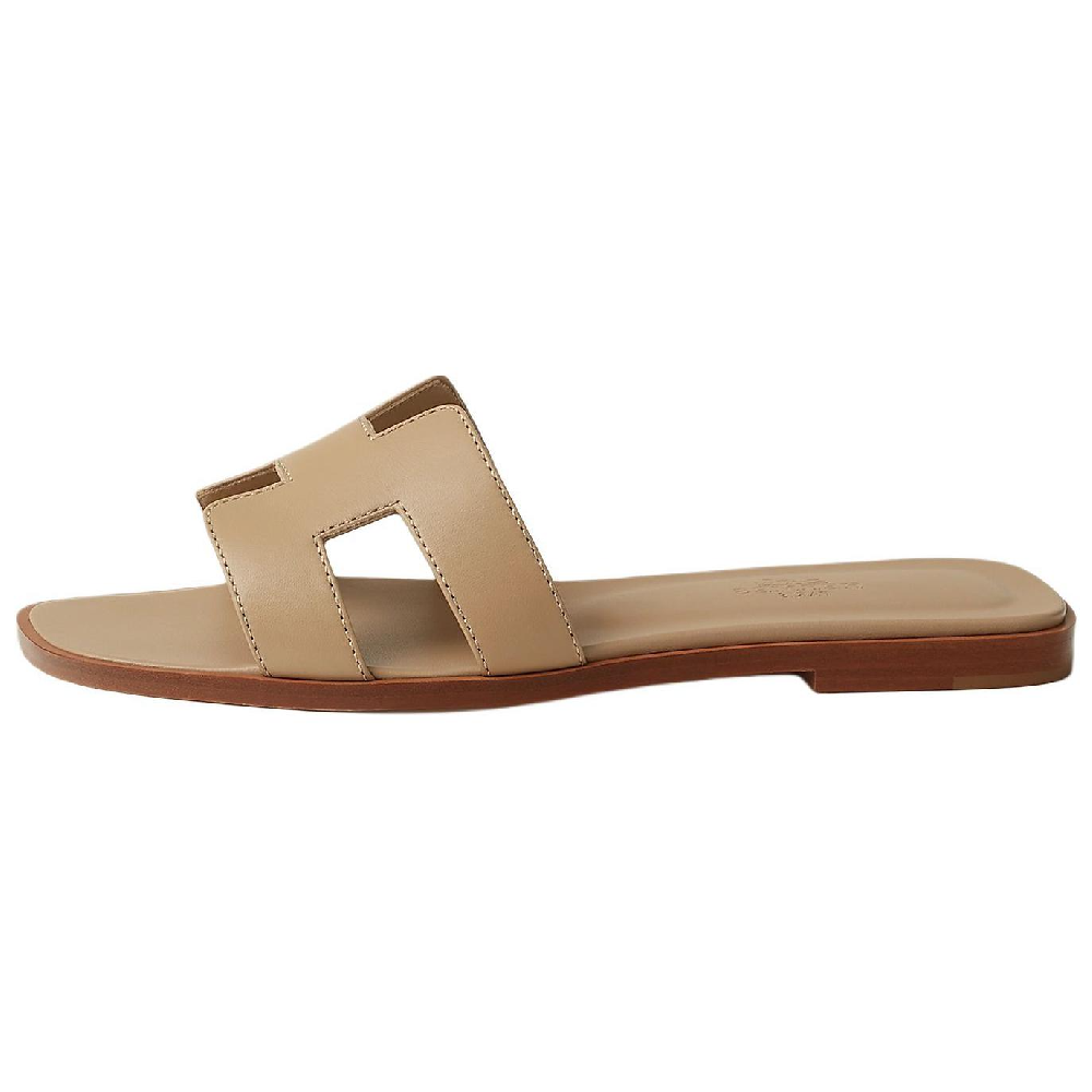 HERMES Oran Slide Slippers Women's Linen Beige