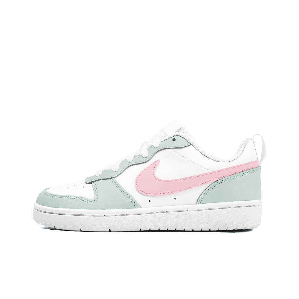 Nike Court Borough Low 2 Nanan, Amber Anti Slip Wear Resistant Low Top Skateboard Shoes GS Green White Pink