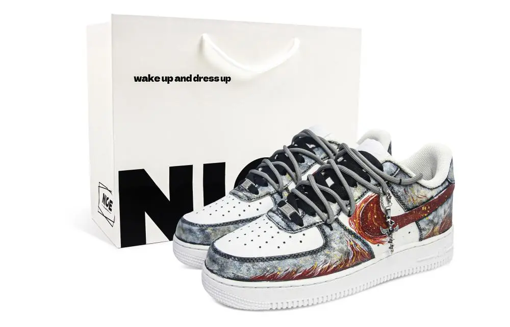 Nike Air Force 1 Abrasion Resistant Low top Skateboard Shoes Unisex Red Gray