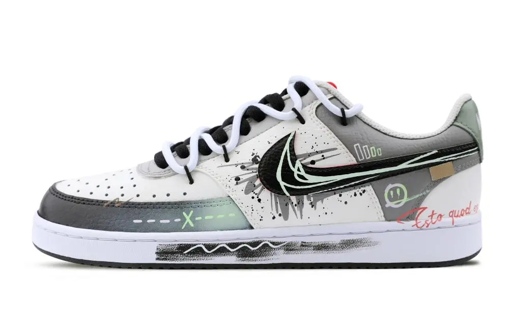 Nike Court Vision 1 Low top Skateboard Shoes Men's Ecru Gray