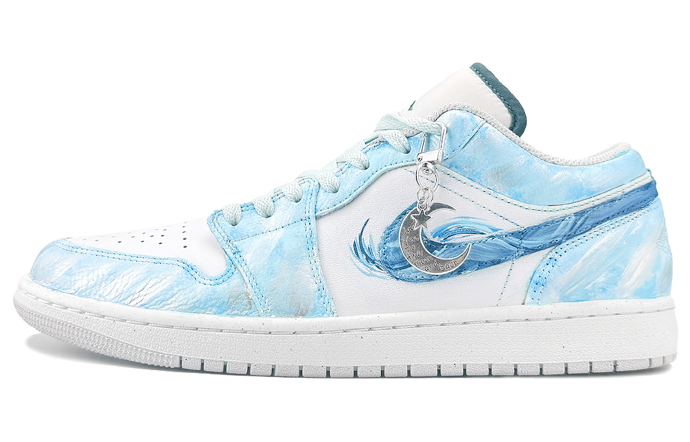 Jordan Air Jordan 1 Abrasion Resistant Low Top Vintage Basketball Shoes Unisex Sky Blue