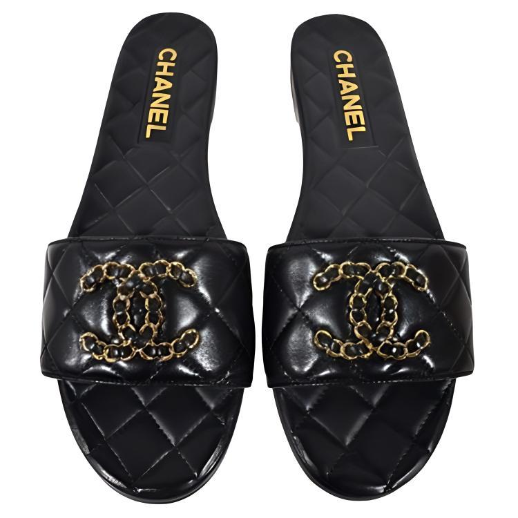 CHANEL Slip Resistant Slide Slippers Women's Black