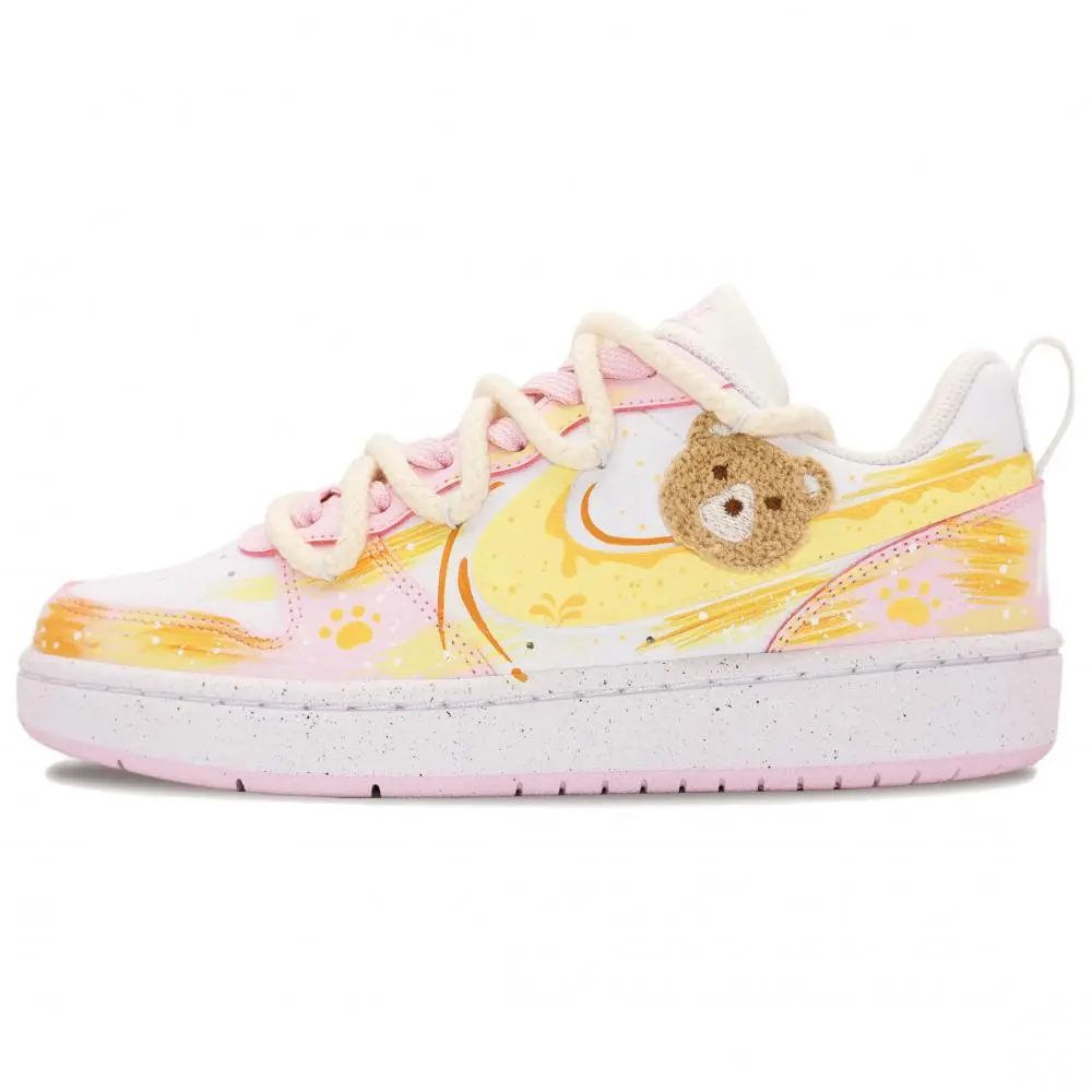 Nike Court Borough Honeys Bear Abrasion Resistant Low Top Skateboard Shoes Women's Yellow