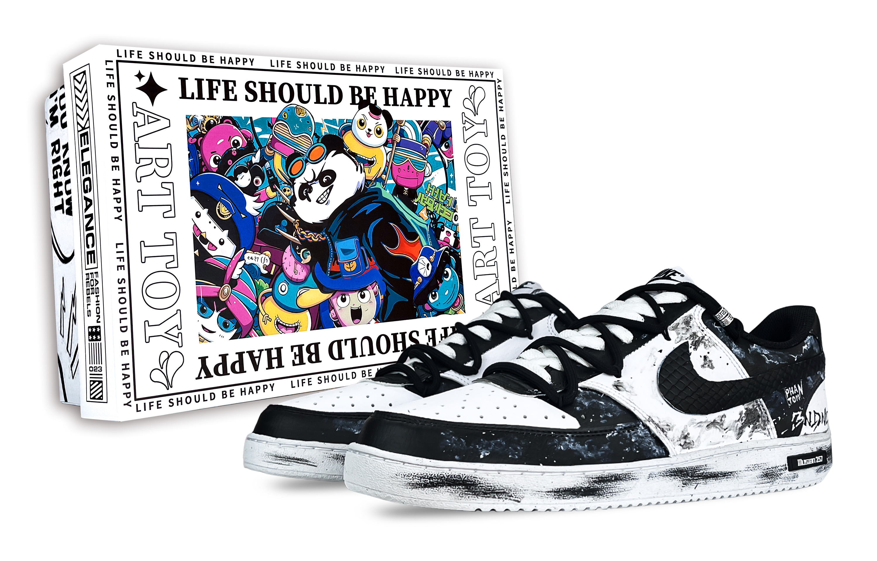 Nike Court Vision 1 Phantom, Rebels Speak Abrasion Resistant Slip Resistant Low top Skateboard Shoes Men's Black White