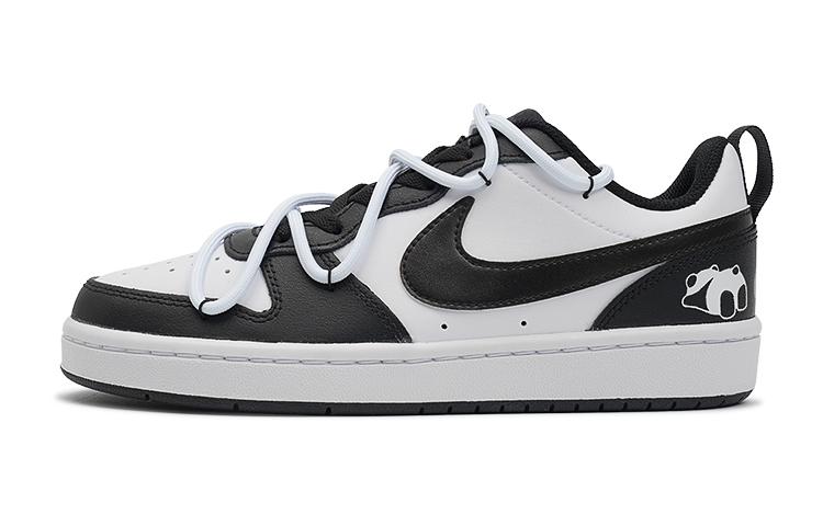 Nike Court Borough Berry Cutie, Adorable Panda Slip Resistant Low Top Skateboard Shoes GS Black White