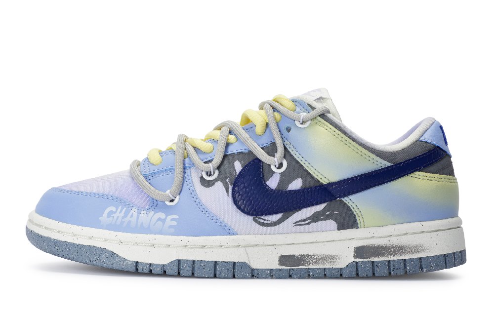 Nike Dunk 811 Manufactured Dreaming In The Clouds Anti-Slip Wear-Resistant Low-Top Skateboard Shoes Women's Blue Yellow