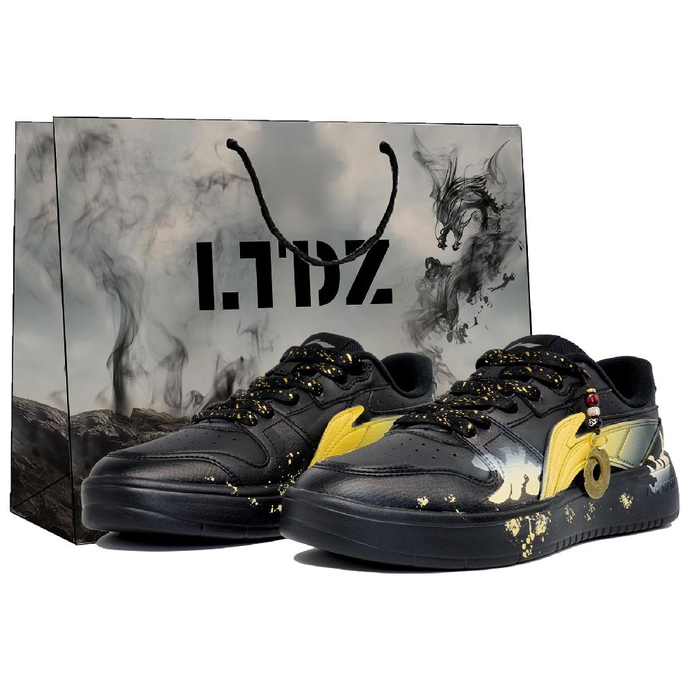 LiNing Anti-Slip Wear-Resistant Low-Top Skateboard Shoes Men's Black