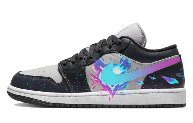 Jordan Air Jordan 1 Vintage Basketball Shoes Unisex Low Top Black/Gray/Blue