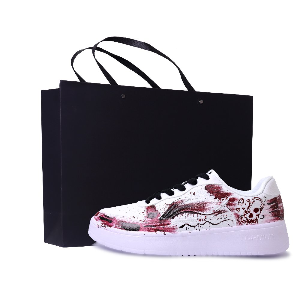 LiNing Pontoon Boats Wear resistant And Lightweight Low Top Skateboard Shoes Unisex White Black Red