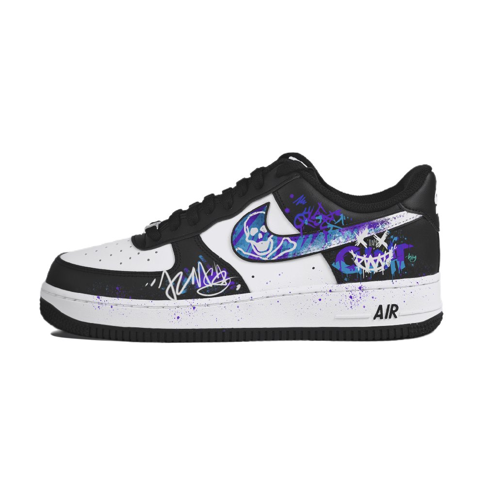 Nike Air Force 1 Abrasion Resistant Low Top Skateboard Shoes Unisex White Black