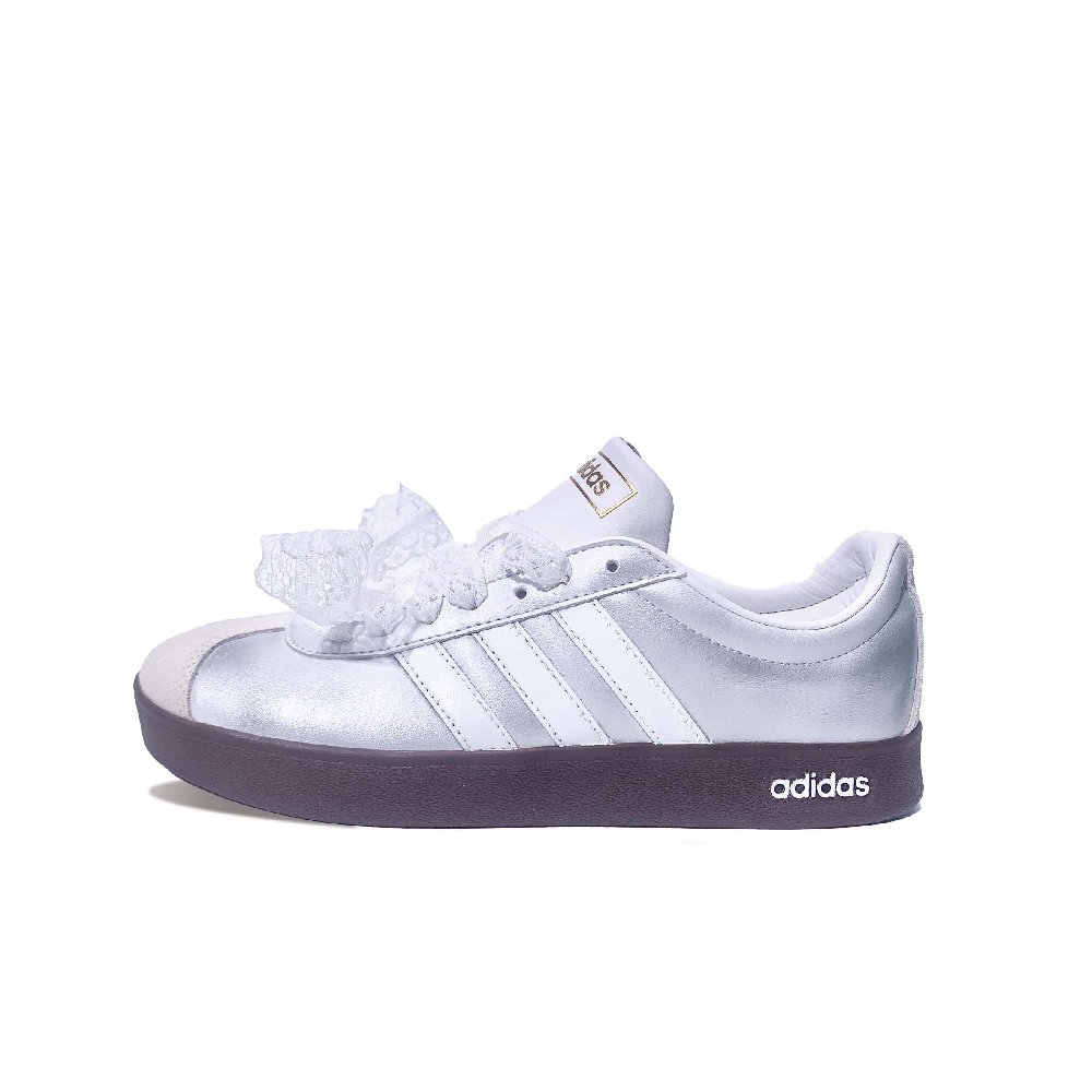 Adidas VL COURT 2.0 Slip Resistant Low top Skateboard Shoes Silver