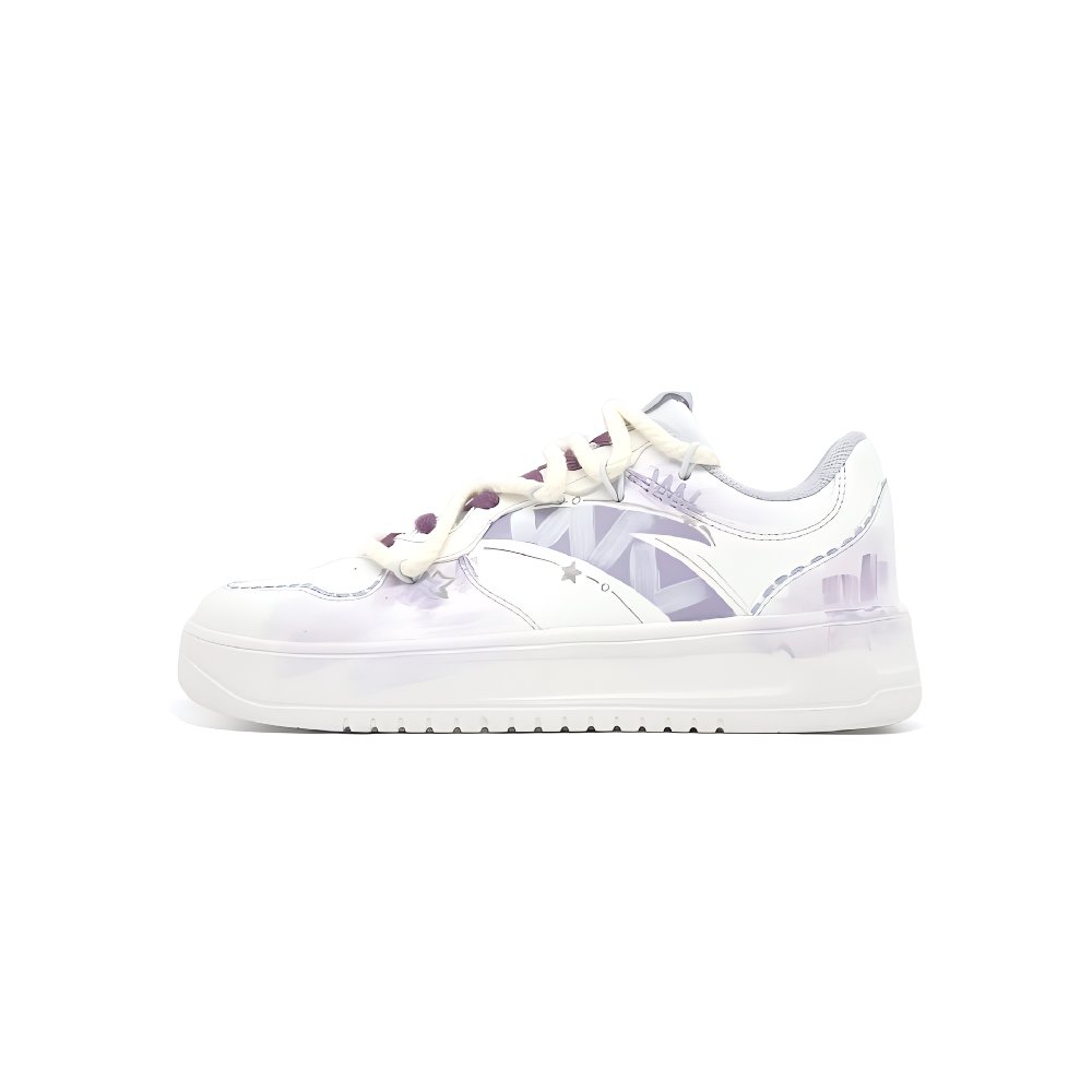 Anta Slip Resistant, Abrasion Resistant, Breathable Low Top Skateboard Shoes Women's White Purple