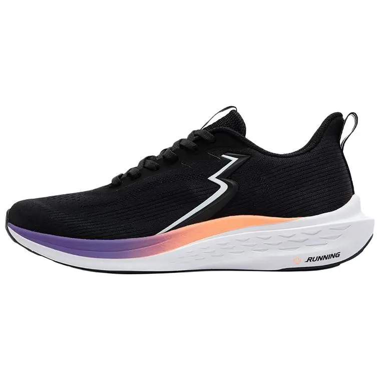 361° Lightweight Rebound Slip Resistant Low top Sprint City Commute Running Shoes Men's Obsidian Black White