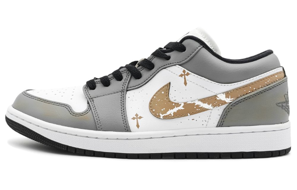 Jordan Air Jordan 1 Low Top Vintage Basketball Shoes Women's White Gold