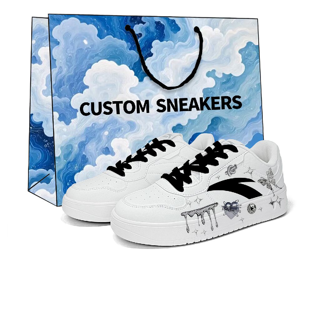 Anta Relaxed Lightweight And Breathable Low Top Skateboard Shoes Unisex Black White
