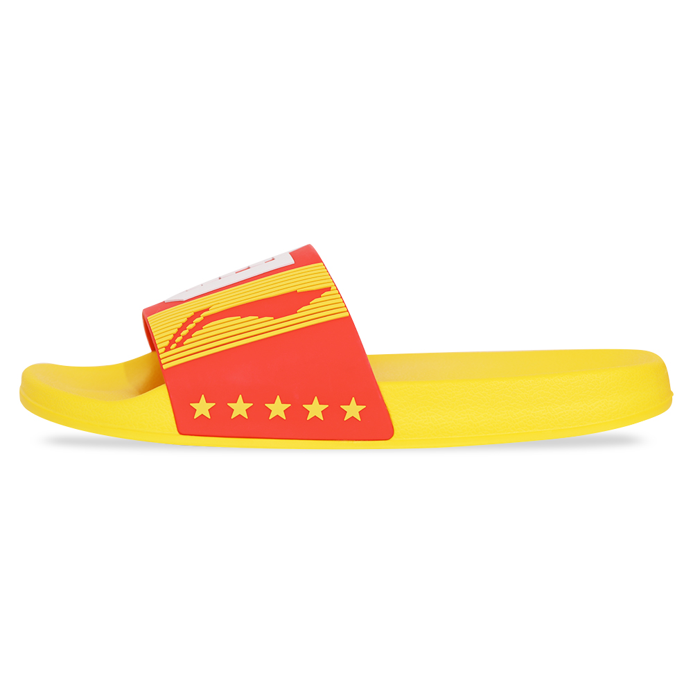 LiNing Slip-Resistant Abrasion-Resistant Slide Slippers Men's Red Yellow