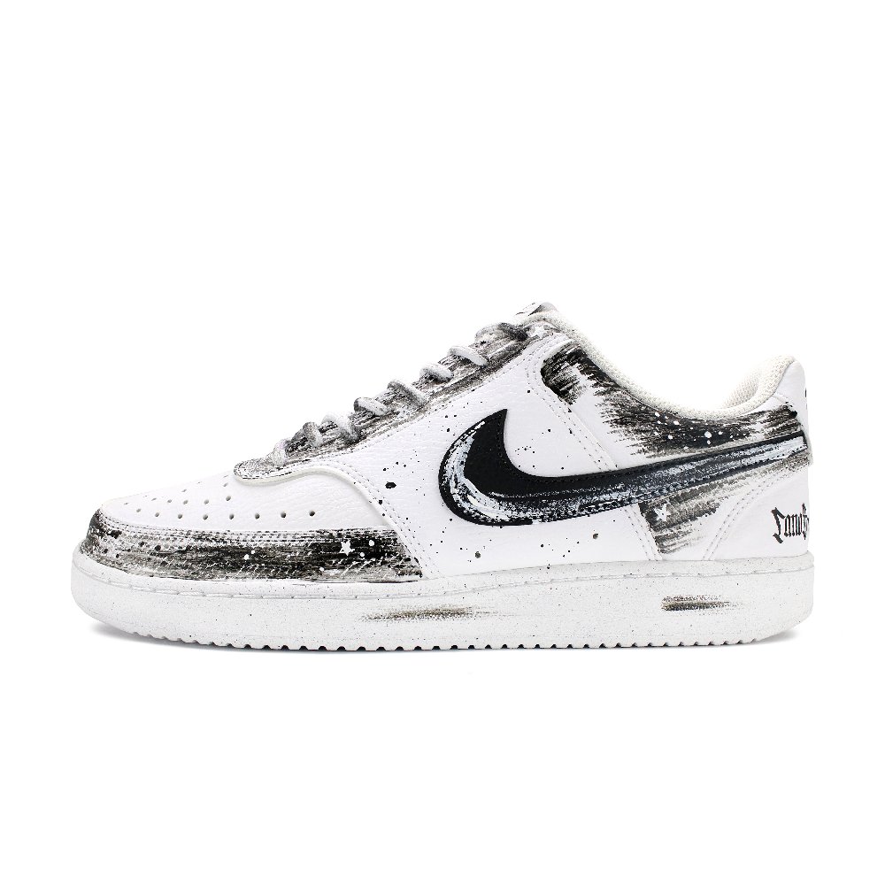Nike Court Vision 1 Anti-Slip Wear-Resistant Low-Top Skateboard Shoes Men's Black White