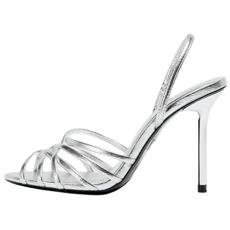 ZARA One Strap Sandals Women's Silver