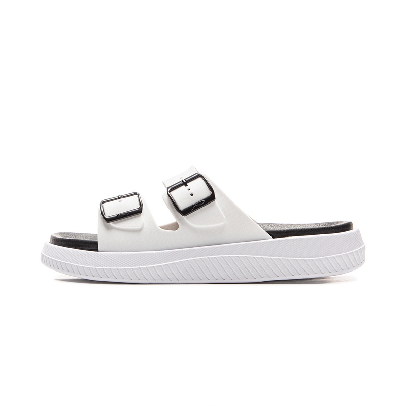 LiNing Slip Resistant Quiet Slide Slippers Men's White Black