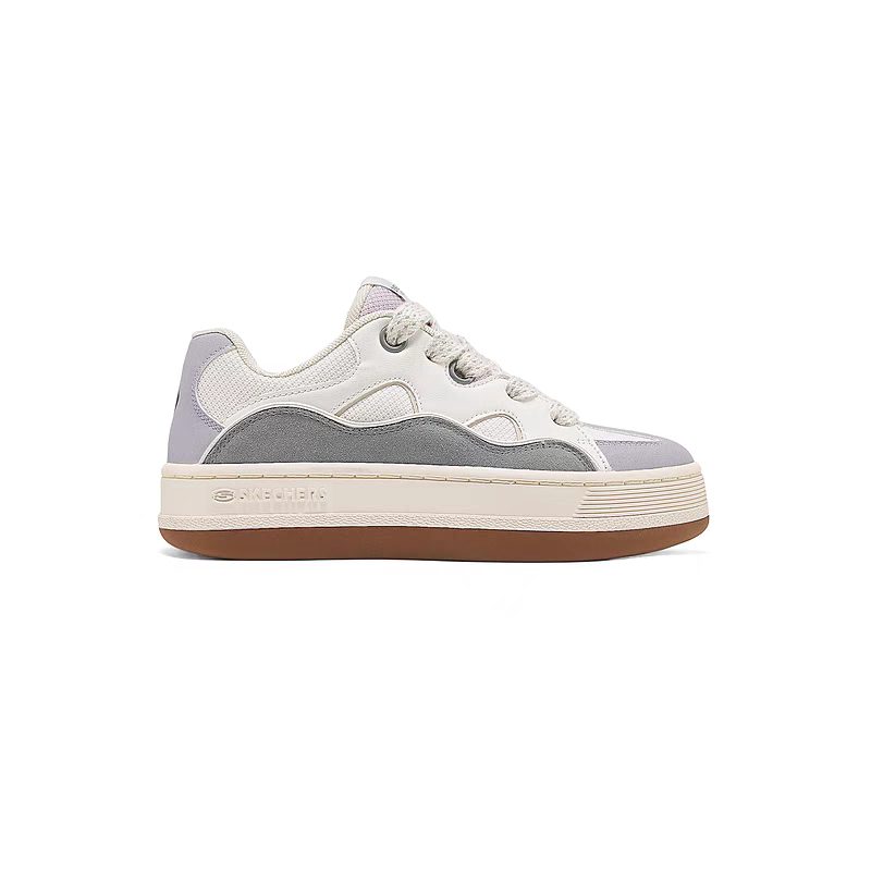 Skechers RETRO JOGGING Colorful Puffy Shoes Low Top Skateboard Shoes Women's White Gray