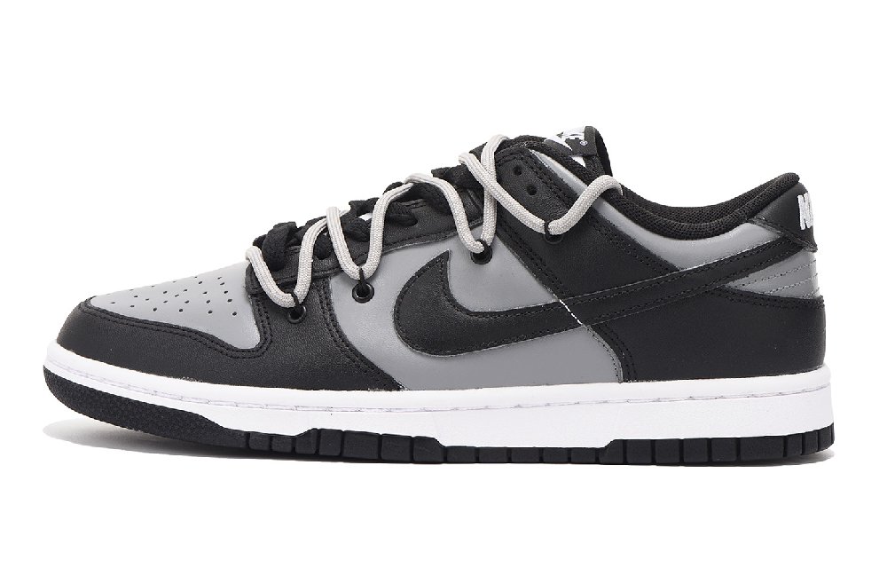 Nike Dunk Anti-Slip Wear-Resistant Low-Top Skateboard Shoes Unisex Black Gray