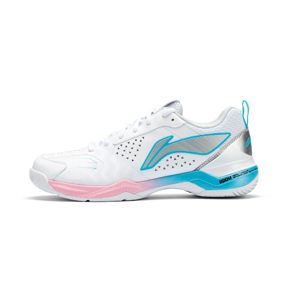 LiNing Blade II PRO Cushioning, Wear Resistant Low top Badminton Shoes Unisex White Silver Blue