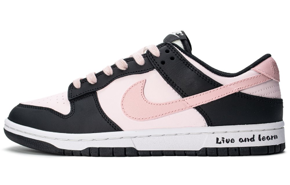 Nike Dunk Slip Resistant Shock Absorbers Low Top Skateboard Shoes Unisex Black White Pink