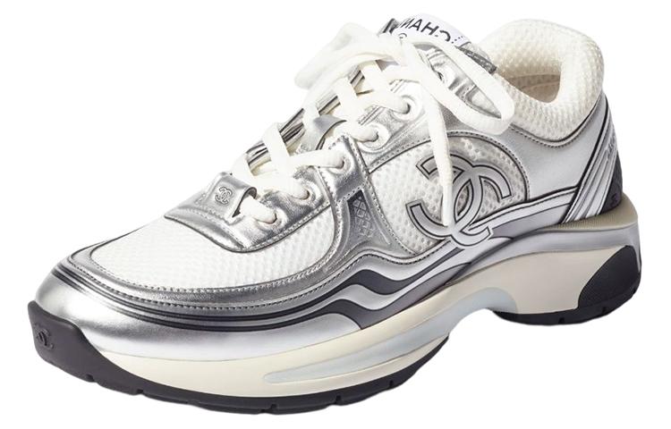 CHANEL CC Logo Sneaker 'White Silver' Men's