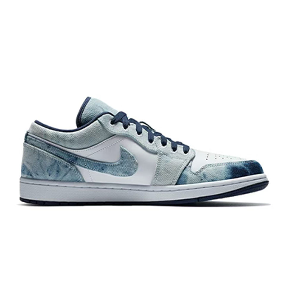Jordan Air Jordan 1 Durable Breathable Low-Top Vintage Basketball Shoes Men's White Blue