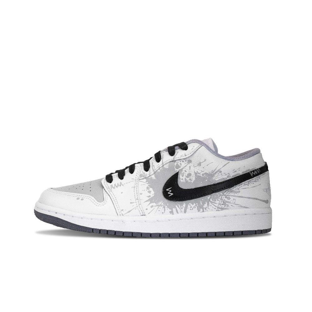 Jordan Air Jordan 1 Ink Hall Anti Slip Wear Resistant Low Top Vintage Basketball Shoes Men's Light Gray