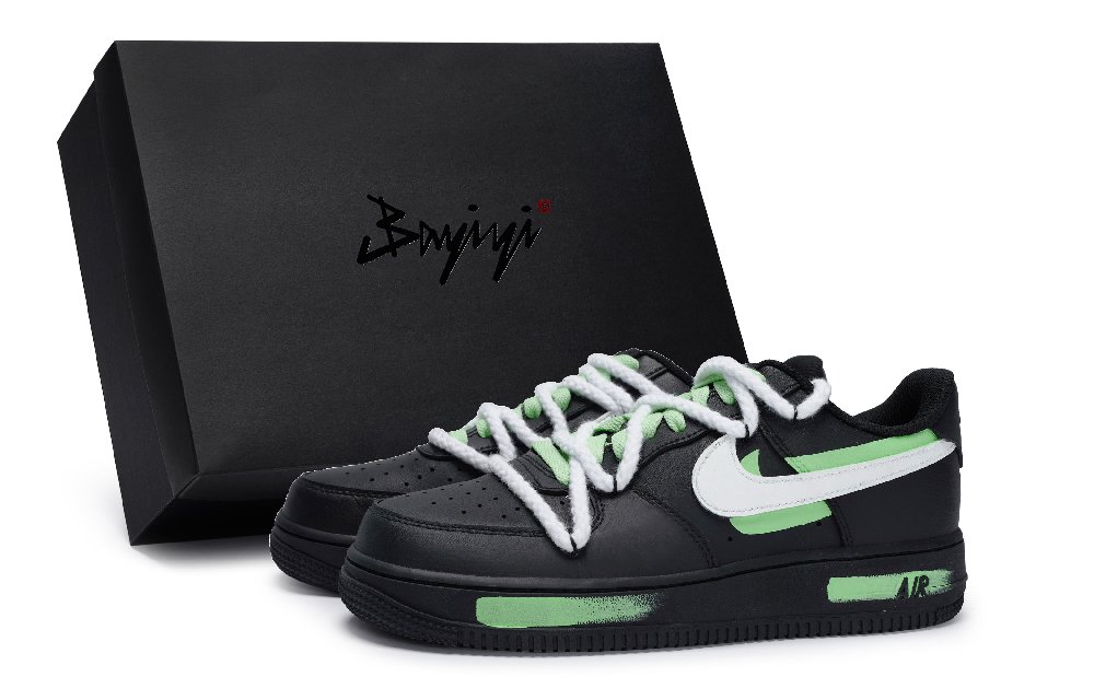 Nike Air Force 1 Low-Top Skateboard Shoes Unisex Black White Green