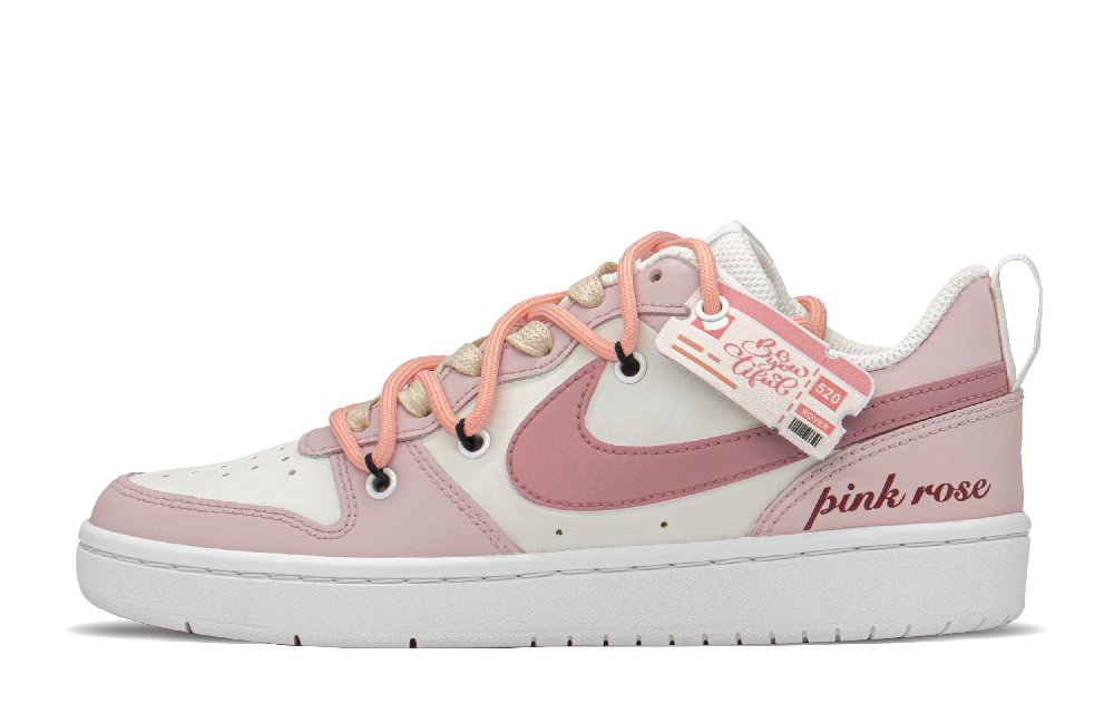 Nike Court Borough Low Top Skateboard Shoes GS Pink Beige