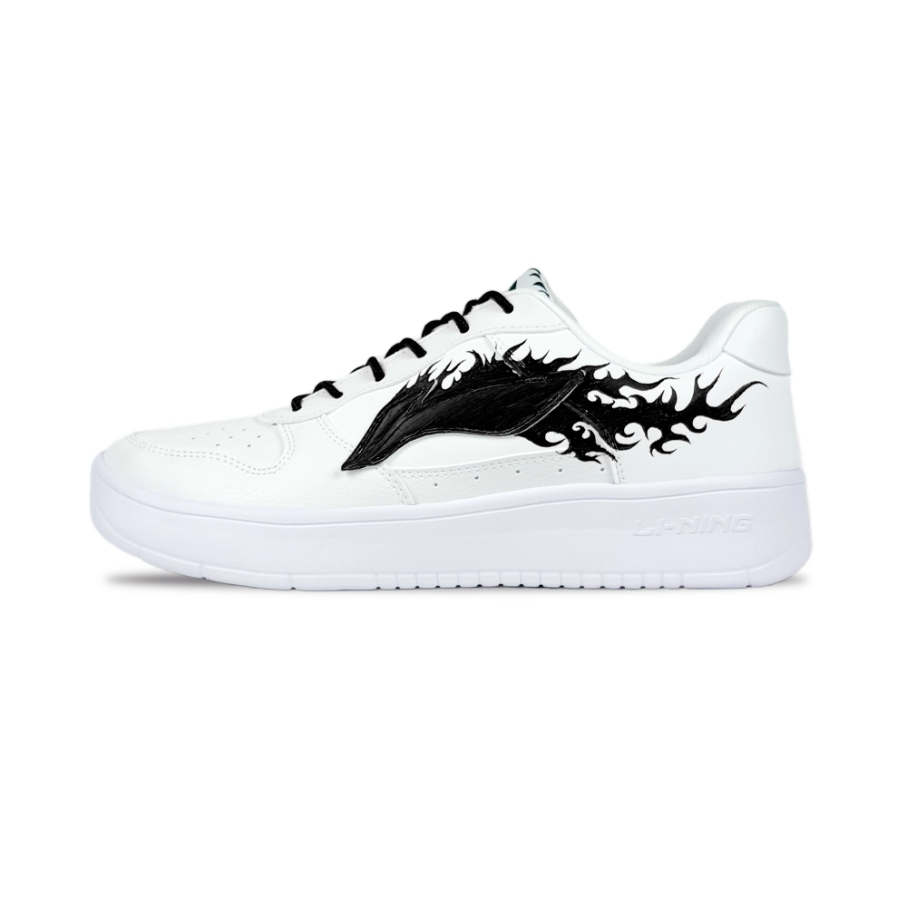 LiNing Pontoon Boats Cushioning, Wear Resistant Low top Skateboard Shoes Men's Black White