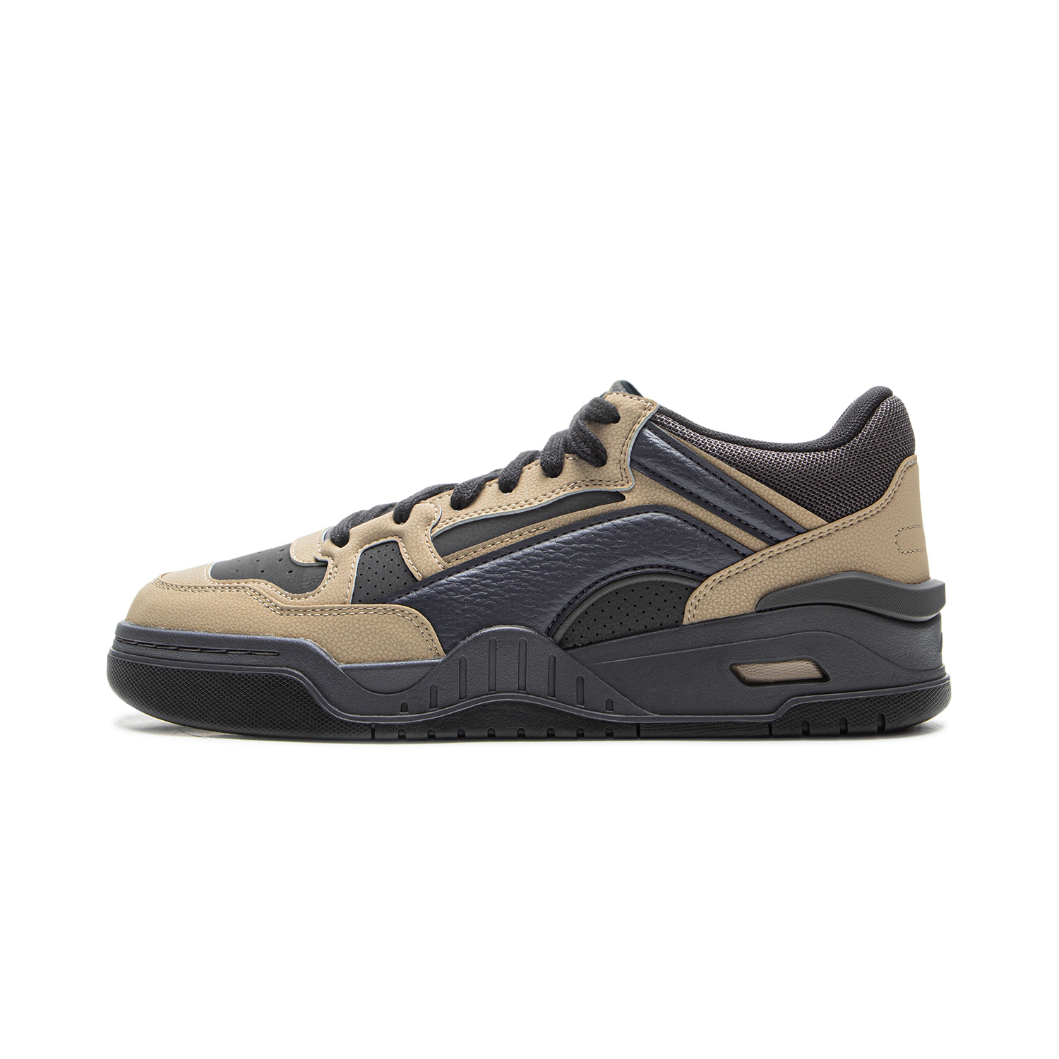 LiNing Moon White 2MID Abrasion Resistant Shock Absorbers Mid top Skateboard Shoes Men's Gray