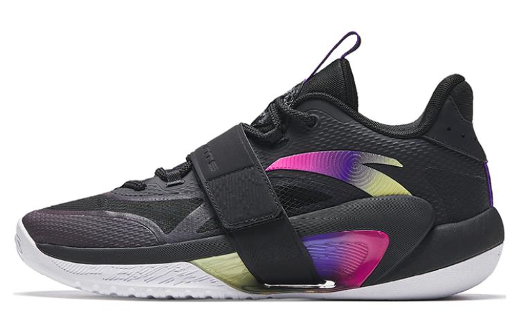 Anta Sanfenyu Lite Anti-Slip Wear-Resistant Mid-Top Basketball Shoes Men's Black Purple