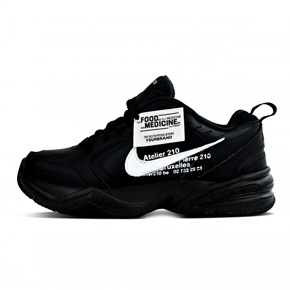 Nike Air Monarch 4 Abrasion Resistant Low Top Chunky Sneakers Unisex Black White