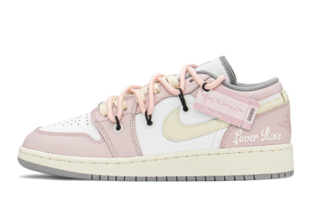 Jordan Air Jordan 1 Low FZBB Anti-Slip And Wear-Resistant Lightweight Low-Top Vintage Basketball Shoes GS Flesh Pink