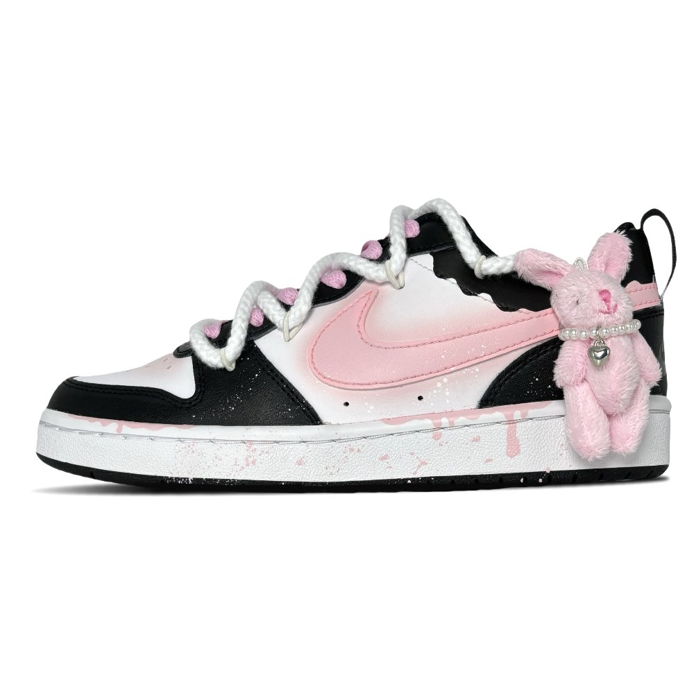 Nike Court Borough Skateboard Shoes Women's Low-Top Black/White/Pink