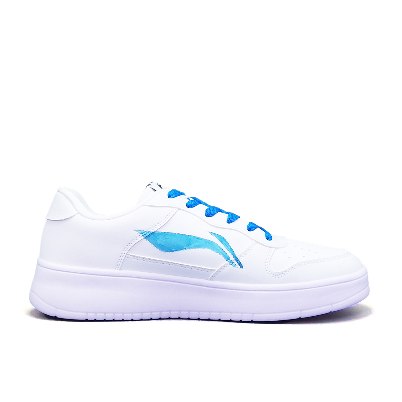LiNing Pontoon Boats Abrasion Resistant, Lightweight, And Breathable Low top Skateboard Shoes Unisex White Blue