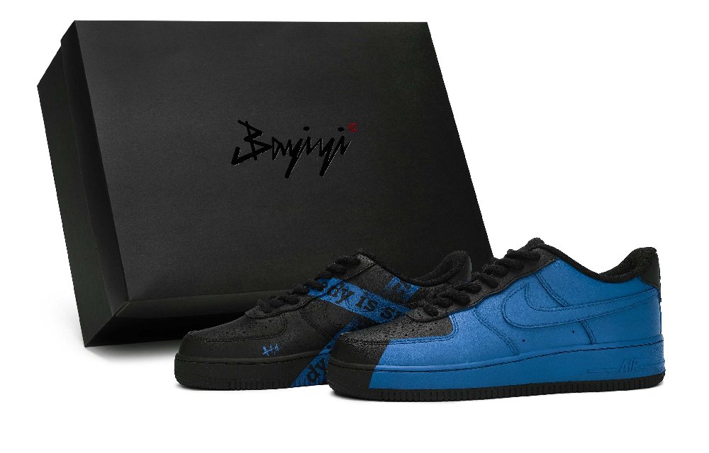 Nike Air Force 1 07 811 Manufacturing, Phantom Joker, Special Shoe Box Low Top Skateboard Shoes Unisex Black Lake Blue