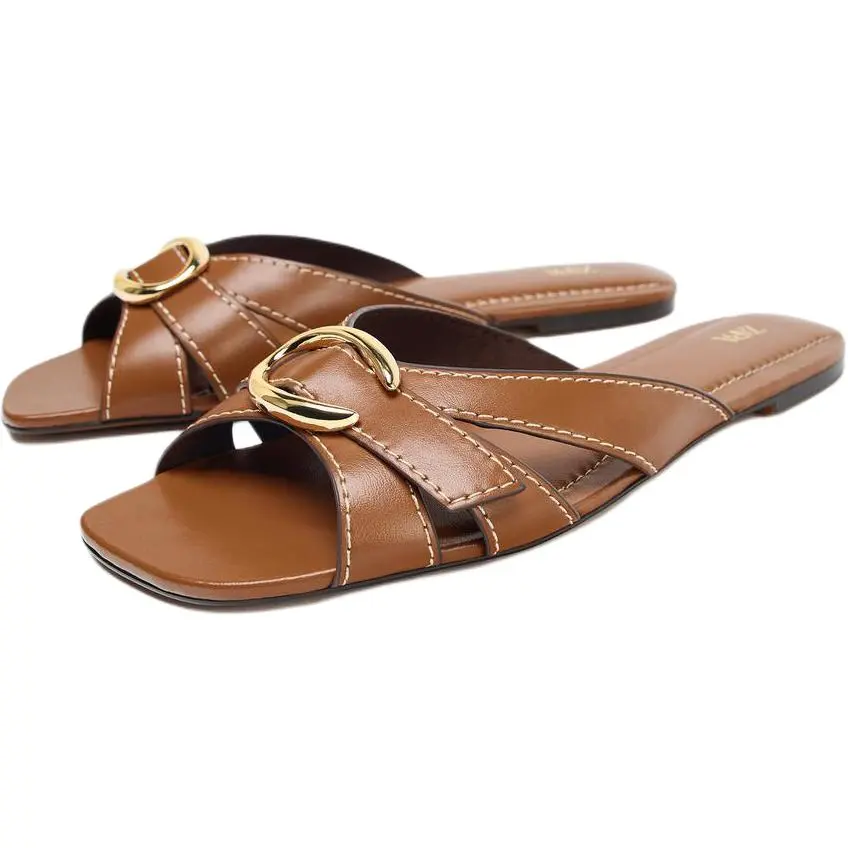 ZARA Slide Slippers Women's Brown