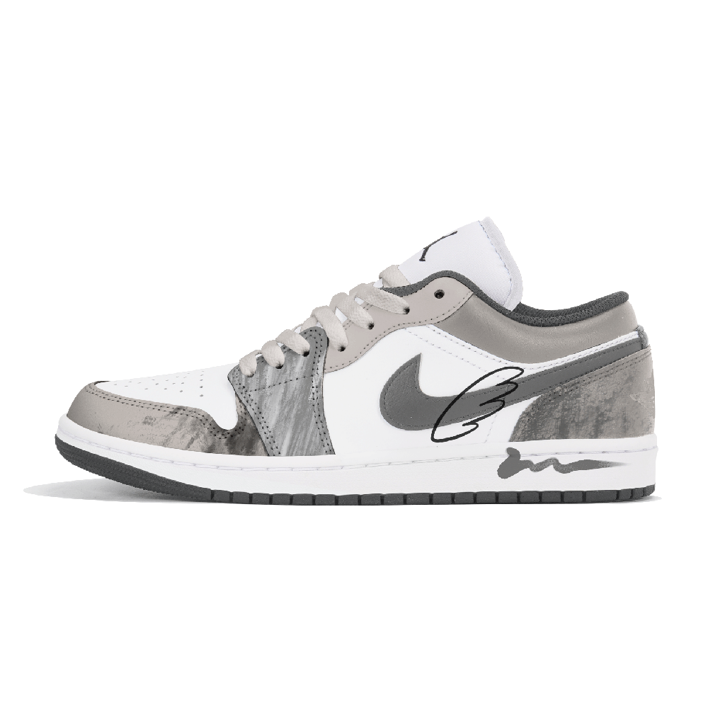 Jordan Air Jordan 1 Abrasion Resistant Low Top Vintage Basketball Shoes Unisex Gray