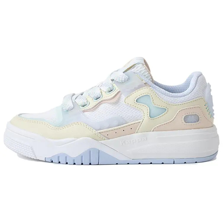 Kappa Anti Slip Wear Resistant Low Top Skateboard Shoes Unisex White Blue Yellow