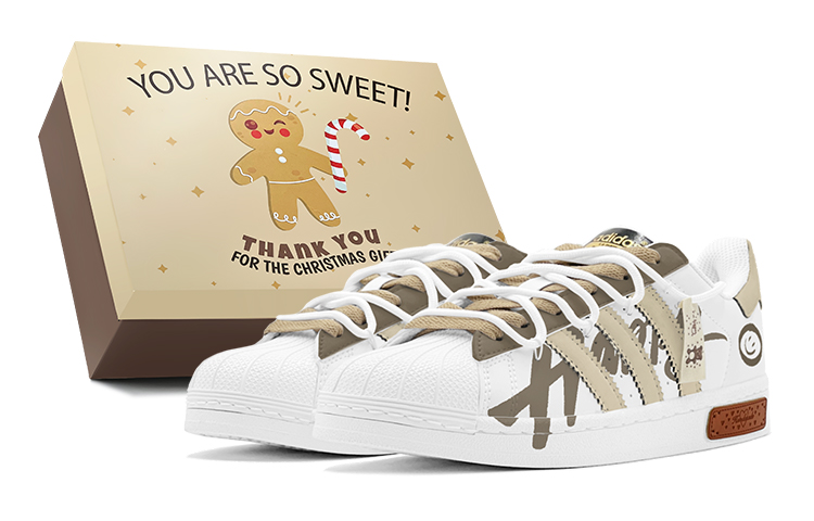 Adidas Originals SUPERSTAR CNY Gift, Fresh Look Smile Slip Resistant Low Top Skateboard Shoes Unisex Brown