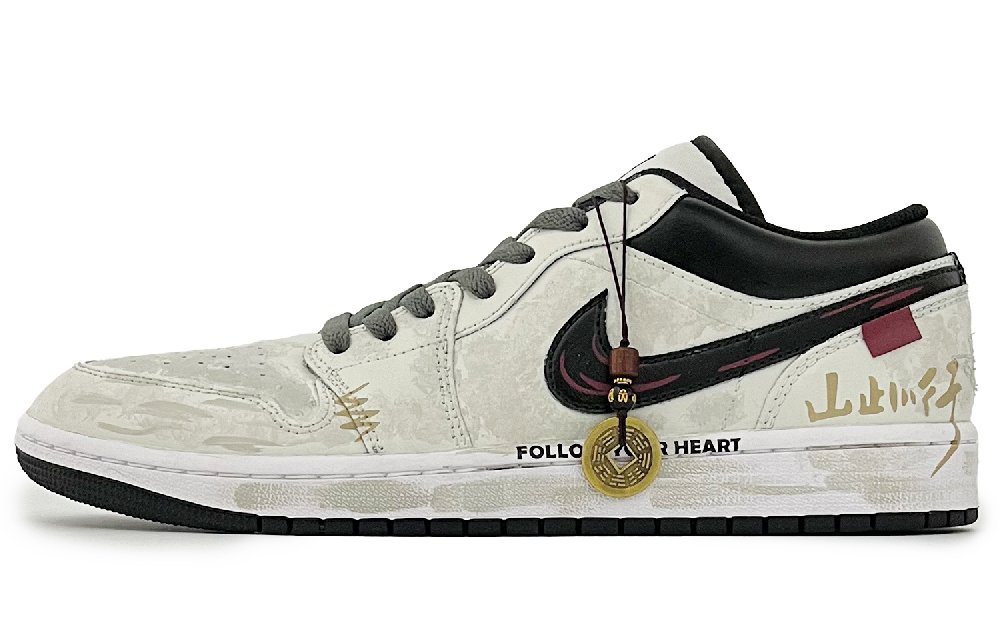 Jordan Air Jordan 1 Outdoor Outfit Anti Slip Wear Resistant Low Top Vintage Basketball Shoes Men's Khaki Black