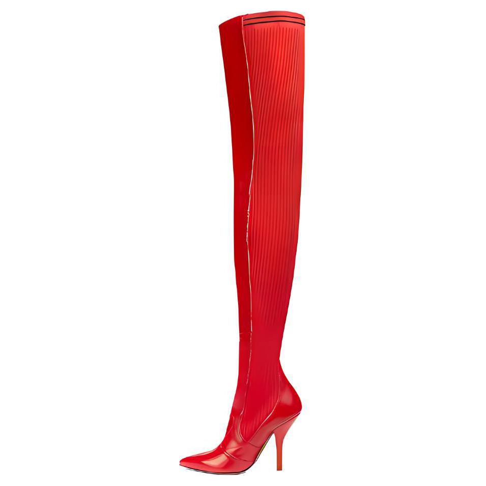 FENDI Knee-high Boots Women's Red