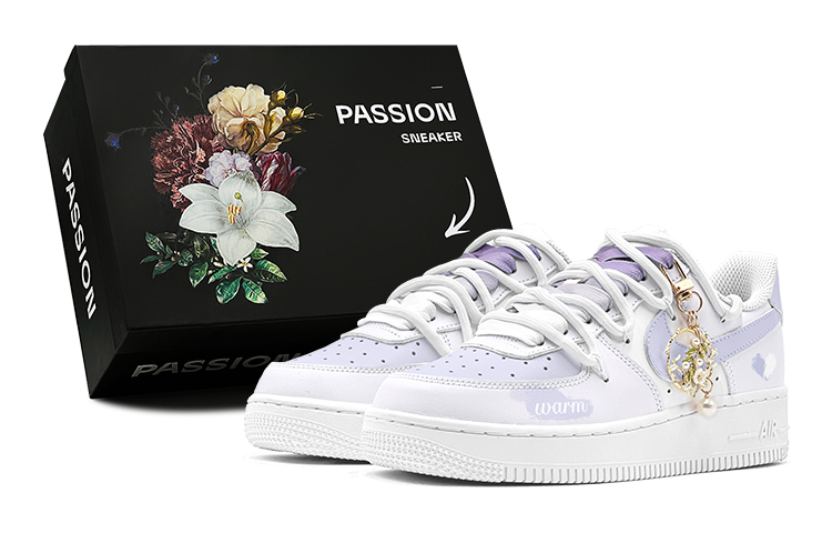 Nike Air Force 1 Slip-Resistant Low-Top Skateboard Shoes Men's Purple White