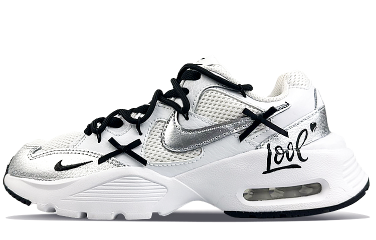 Nike Air Max Fusion Cushioning Anti-Slip And Wear-Resistant Low-Top Running Shoes Women's White Black